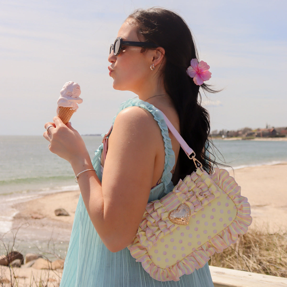 Seaside Sweetheart Ruffle Shoulder Bag