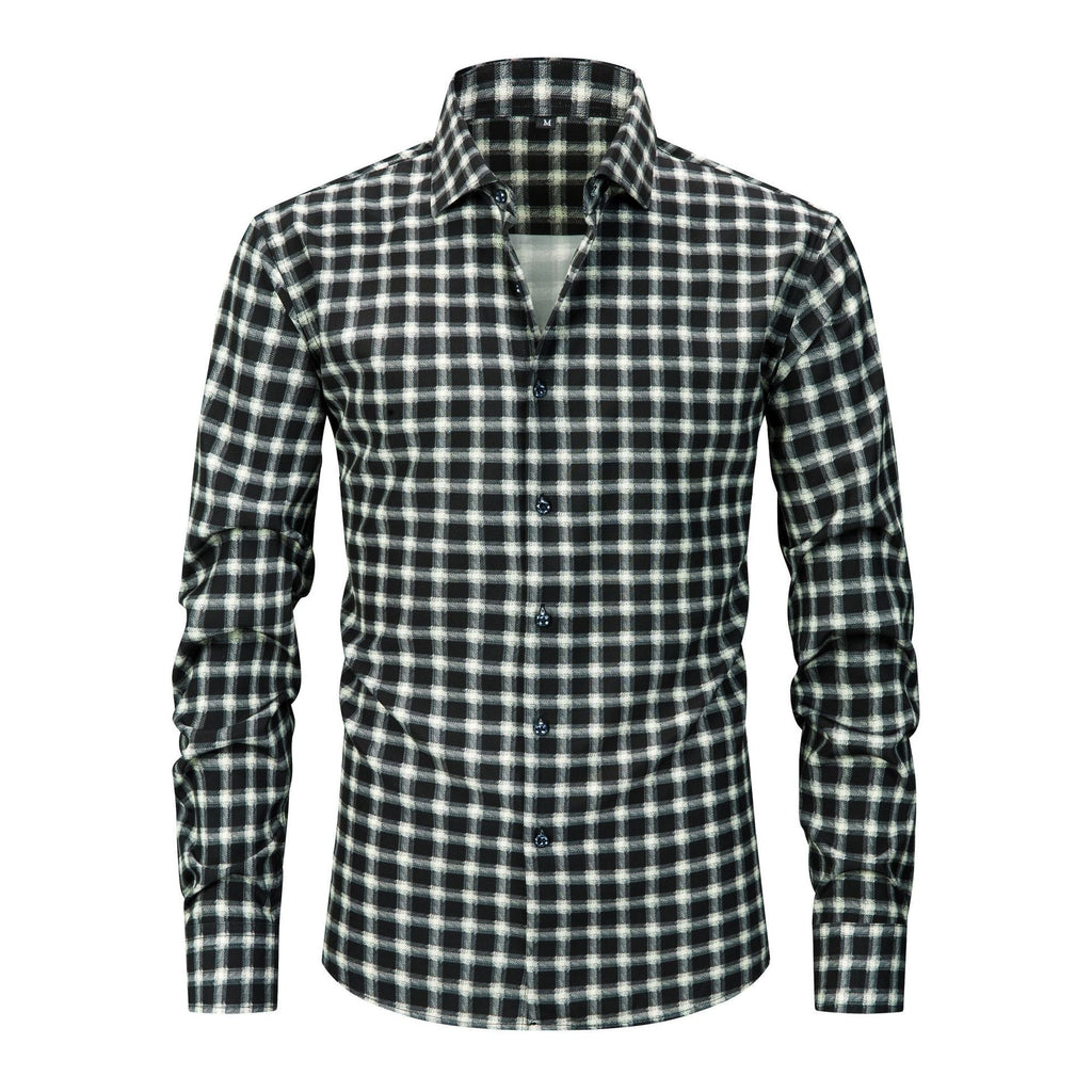 Mens Stretch Wrinkle-Free Digital-Print Plaid And Stripe Shirt